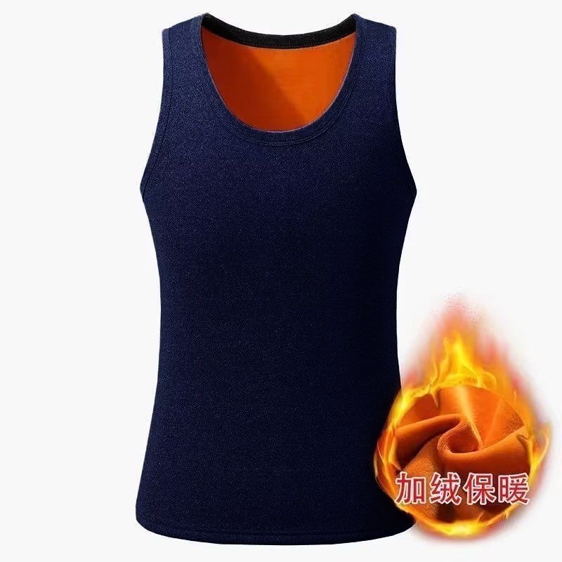 Agregue terciopelo engrosado, imprescindible para hombres y mujeres en invierno, camisa de fondo ajustada, chaleco de terciopelo dorado, ropa interior térmica, chaleco de terciopelo, todo fósforo