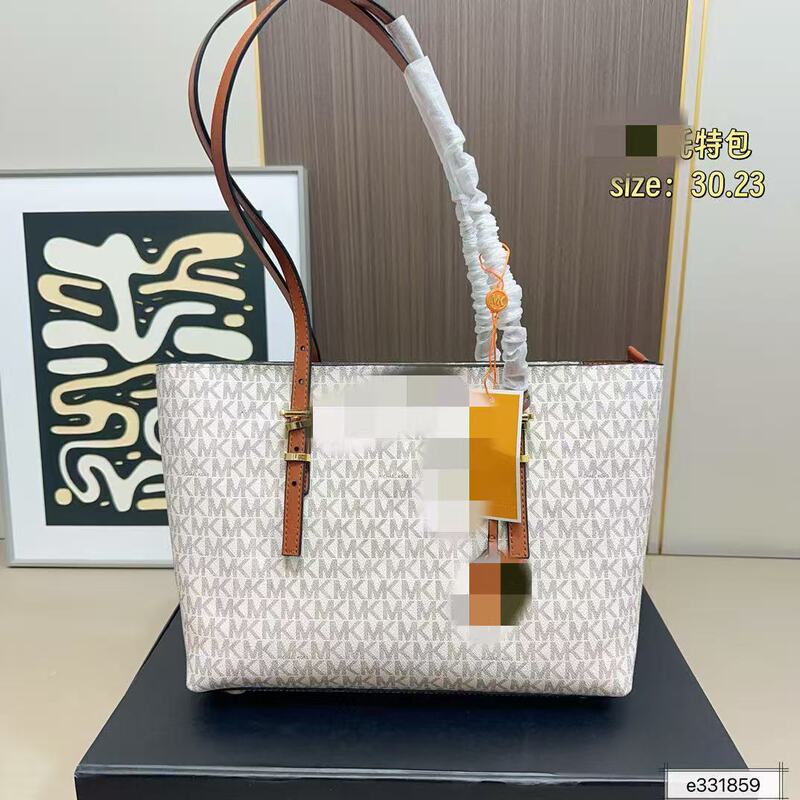 Mk Shopping Bag Women's 2024 New Genuine Leather Women's Bag Large Capacity Single Shoulder Women's High-End Commuter Cowhide Tote Bag