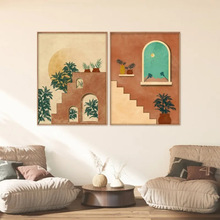 奶油风客厅装饰画现代高级感小清新无框帆布画简约艺术喷绘画芯