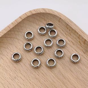 S925 sterling silver tire pattern closed ring connector DIY hand-woven bracelet necklace accessories