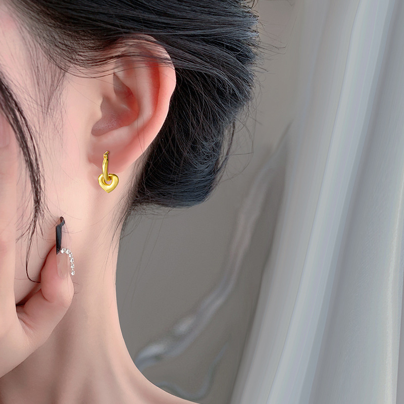 Elegant fashionable matte earrings heart shaped heart-shaped