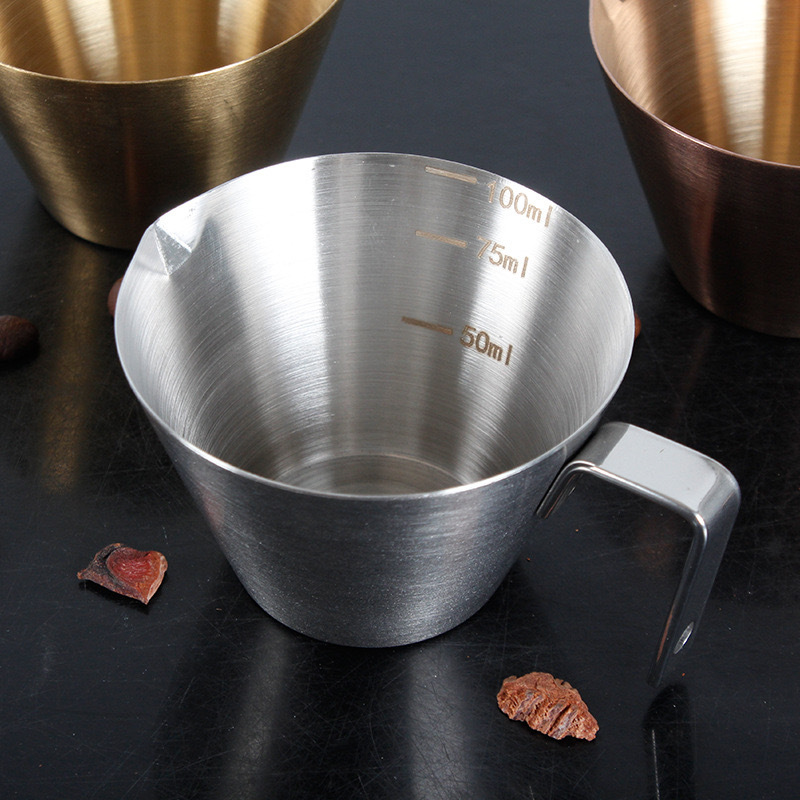 Taza de extracción de café de acero inoxidable 304 transfronteriza con escala Taza de espresso italiana Taza de onza de 100ml