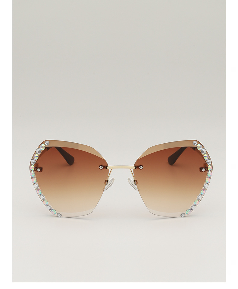 Square Glasses Style Outdoor, Travel Occasion Elegant Retro Gradient Color PC UV400 Protection Square Diamond Frameless Women's Sunglasses