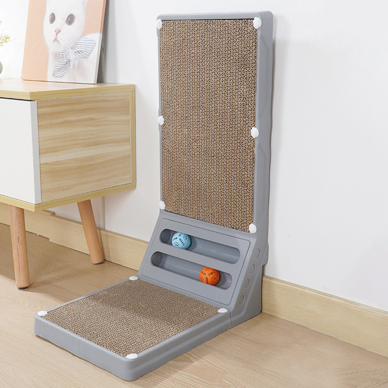 L-shaped vertical gato agarrar tablero contra la esquina juguetes gatos gran afilador de garras desmontable papel corrugado gato agarrar tablero al por mayor