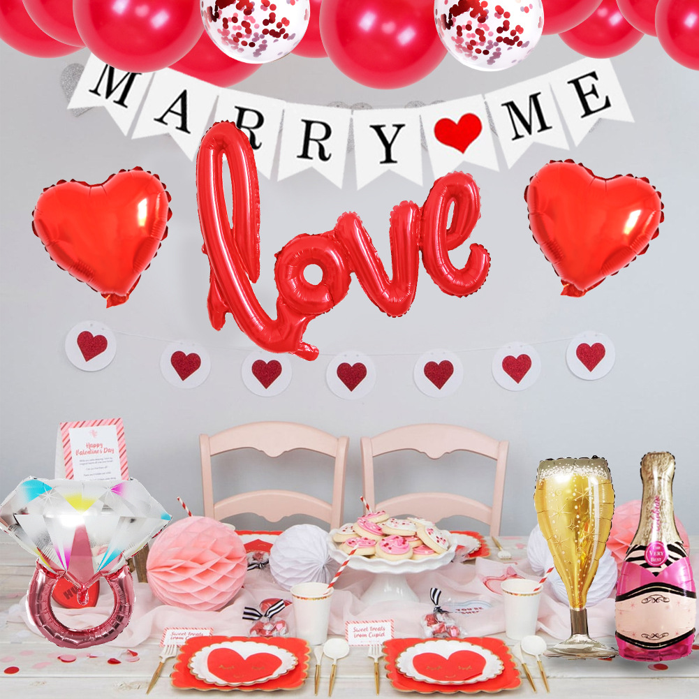 Día de San Valentín globo amor traje boda confesión boda habitación diseño Te amo decoración látex película de aluminio globo