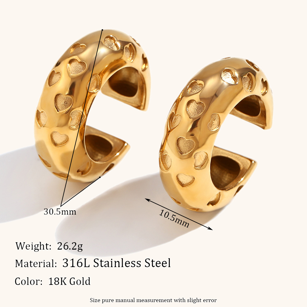30g Weight Ear Cuffs Classification 1 Pair Retro Lady Roman Style Geometric Plating Stainless Steel Ear Cuffs