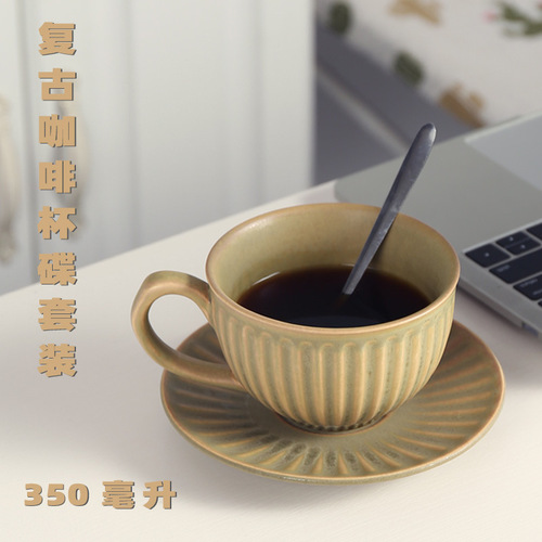 Ceramic Coffee Cup and Saucer Set Creative Latte Cup Latte Art Cup Personalized Couple Artistic Cup Cappuccino Coffee Cups