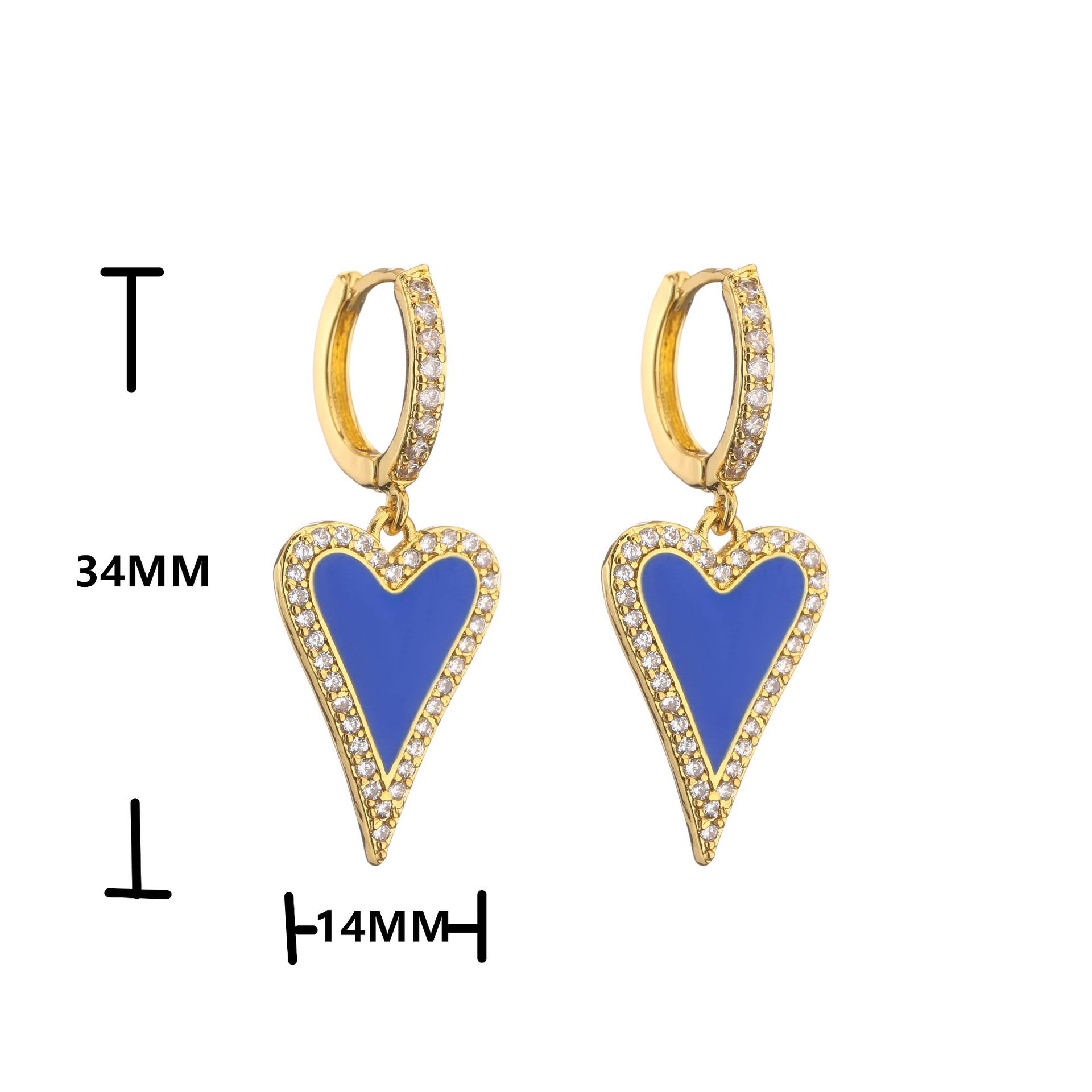 Retro Micro-inlaid Zircon Oil Drop Color Heart Starfish Lightning Earrings display picture 8