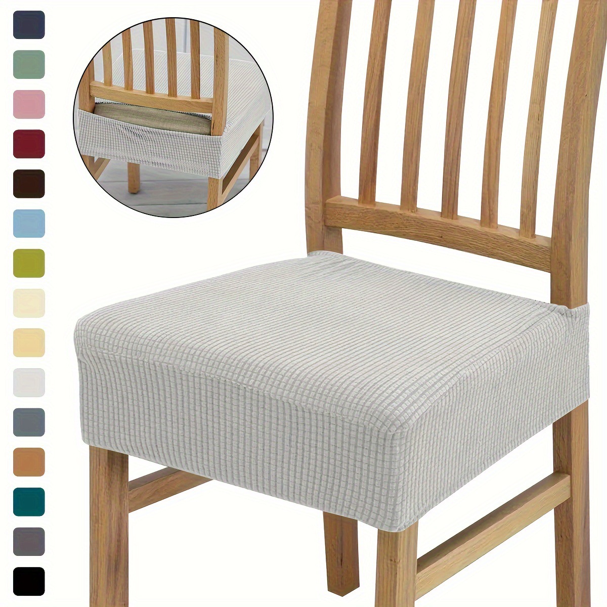 Funda de asiento elástico para el hogar Funda de cara de silla de cuerno grueso Funda de taburete simple de madera maciza Funda de silla de comedor de tela Funda de asiento
