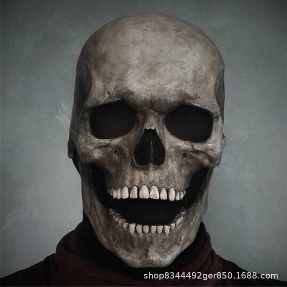 Nuevo móvil boca cráneo máscara cabeza cubierta Horror Halloween boca móvil cráneo cabeza completa máscara de cráneo