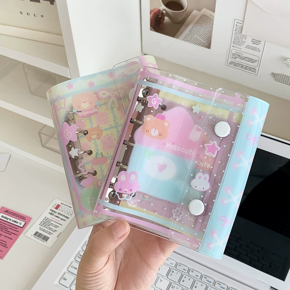 Hisocute Летний прозрачный блокнот для студентов M5 мультяшный домик дневник двойная кнопка ручная книга для девочек