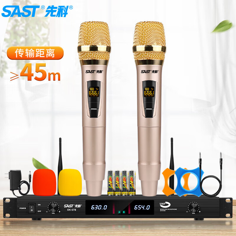 Sast Wireless Microphone Professional Engineering-Grade Karaoke One-To-Two Home Ktv Karaoke Microphone