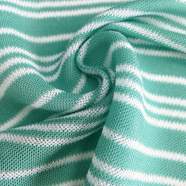 供应针织彩条人造丝涤六角网眼布轻薄吸湿排汗双面蜂窝鸟眼布