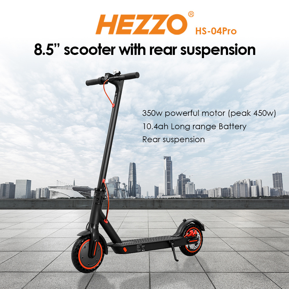 Foldable electric scooter with 400W lithium battery, long range, shock absorption, dual disc brakes, honeycomb tires, road electric scooter