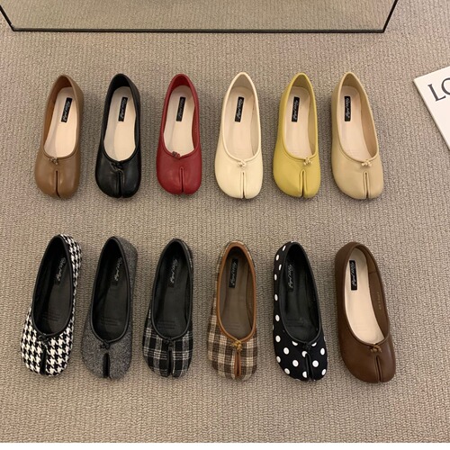 Flat French Retro Pig's Trotter Toe Single Shoes for Women,  New Style, Versatile Soft Sole Bean Pod Shoes