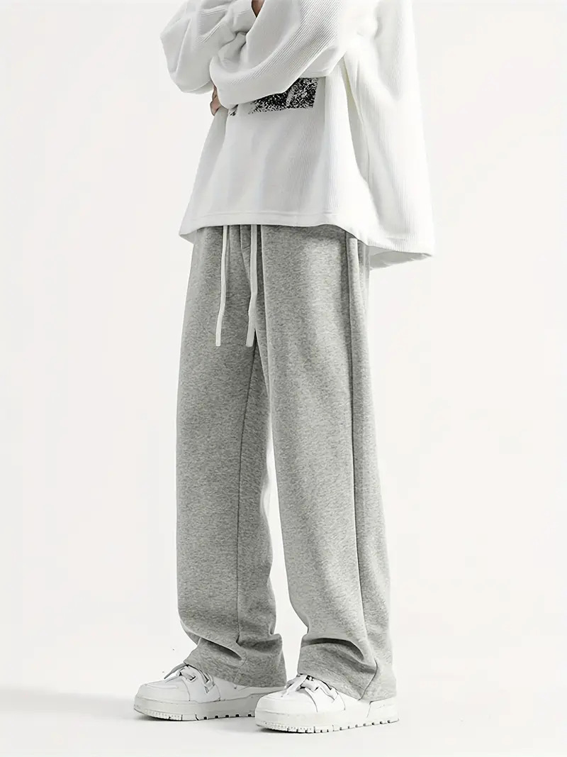 ​Men's Straight-Leg Pants – Vintage-Inspired Polyester Trousers With Adjustable Drawstring (Unisex Streetwear Style)​_viptrois.com