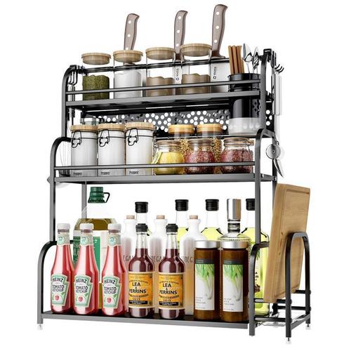 Kitchen multifunctional storage rack spice rack countertop knife holder multi-layer seasoning oil salt sauce vinegar bottle jar storage rack