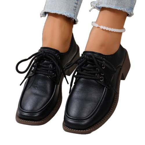 English-style small leather shoes for women, new women's shoes, spring and autumn versatile, thick-soled Loafers, beige single shoes for women