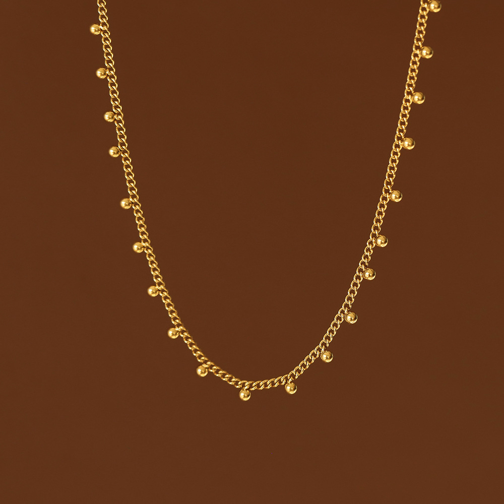 304 Stainless Steel Pendant Material PVD Coated Real Gold Plated 18K Gold Solid Color 304 Stainless Steel Titanium Steel Retro Waterproof Non Tarnish 304 Stainless Steel Necklace