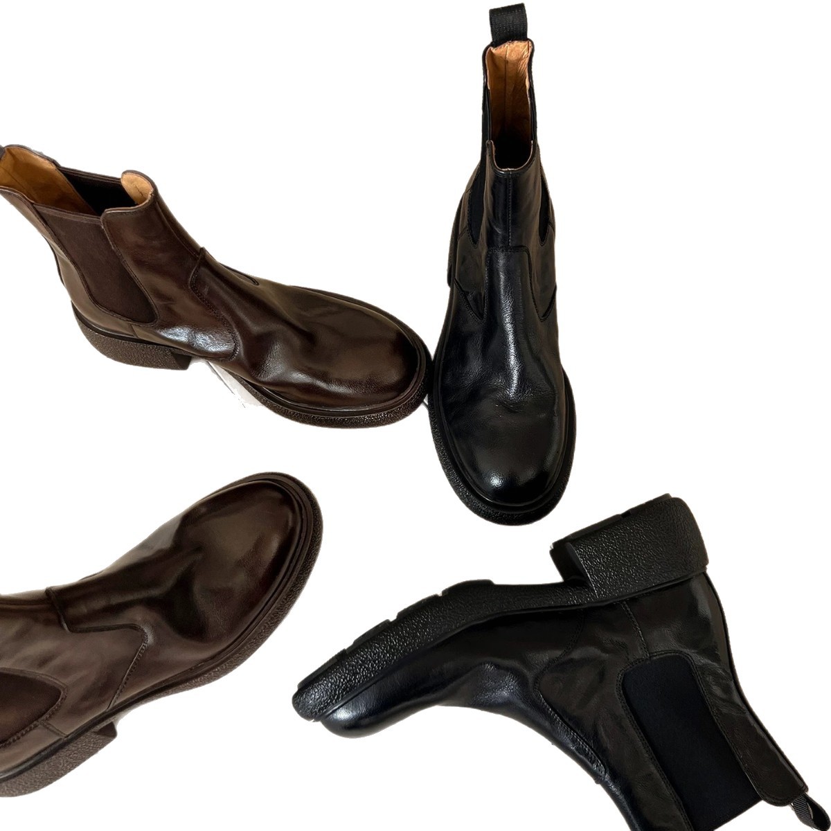 Sheepskin Version~ Genuine Leather Vintage Distressed Wrinkled Thick-soled Short For Women, Black Chimney Boots,_vogvips.com