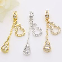 保色14k金镶嵌葫芦流苏链条水晶手串手链diy饰品挂件吊坠首饰配件