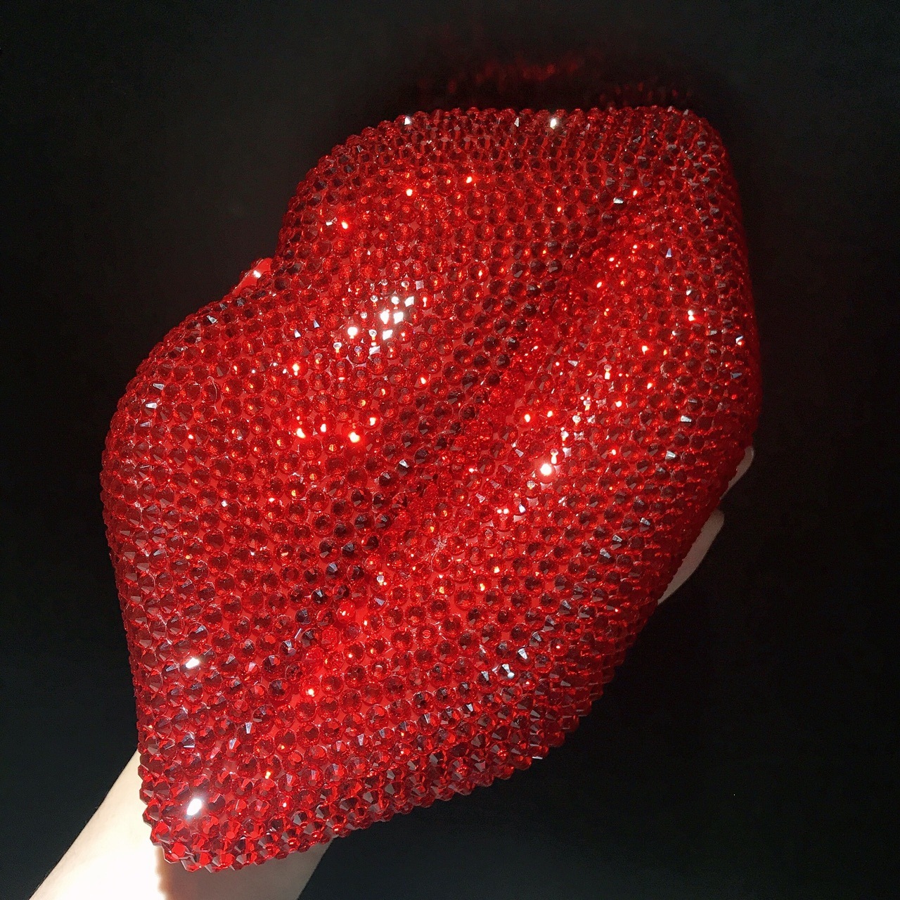 Bolsa de diamantes de labios rojos, bolsa de diamantes de color sólido, bolsas de diamantes de mano, bolsas de embrague de labios