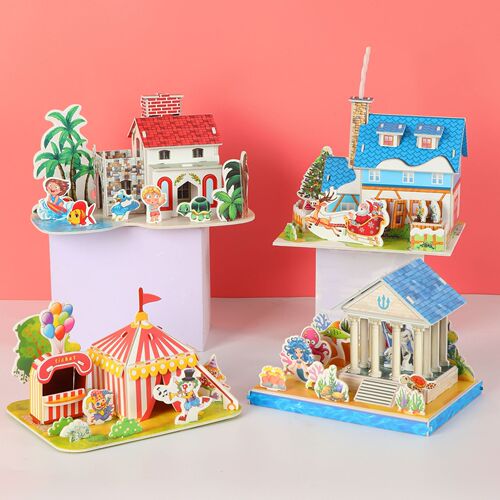 Children's three-dimensional puzzle wholesale 3D model parent-child interactive puzzle paper assembled house toy boys and girls gifts