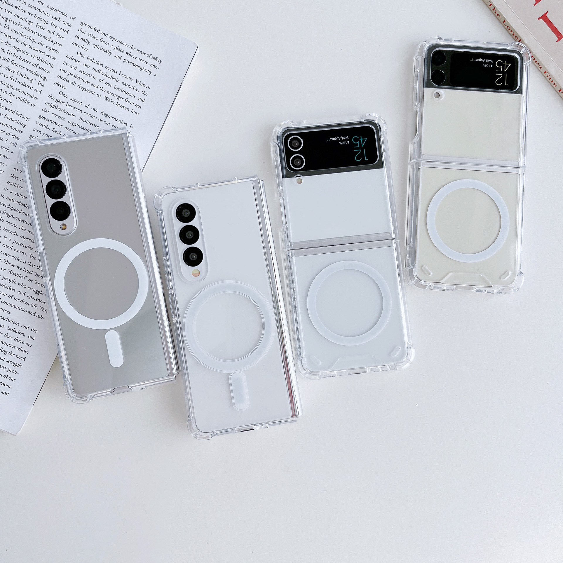 Kompatible Samsung Fold6 Vier-Ecken-Stoßfeste Magnetische Z Fold5/4/ 70% Rabatt Stapelbare Transparente Handyhülle_voghion.com