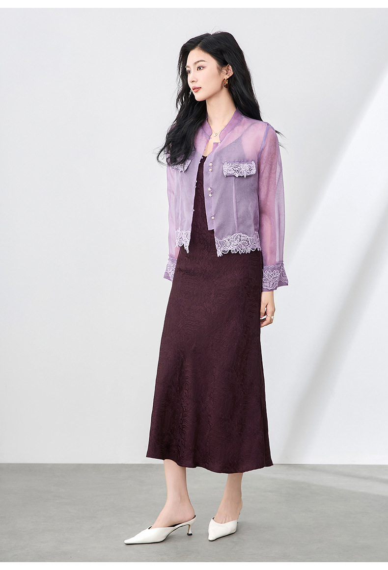 Áo sơ mi dài tay lụa organza cao cấp kiểu Trung Quốc mới mùa hè — Màu đen chi tiết 30