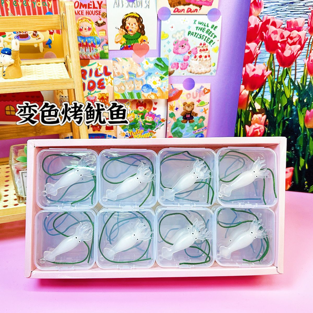 B Colgante de pato asado que cambia de color con sensor de luz UV que cambia de color modelos explosivos Colgante de coche creativo puestos de juguetes para niños