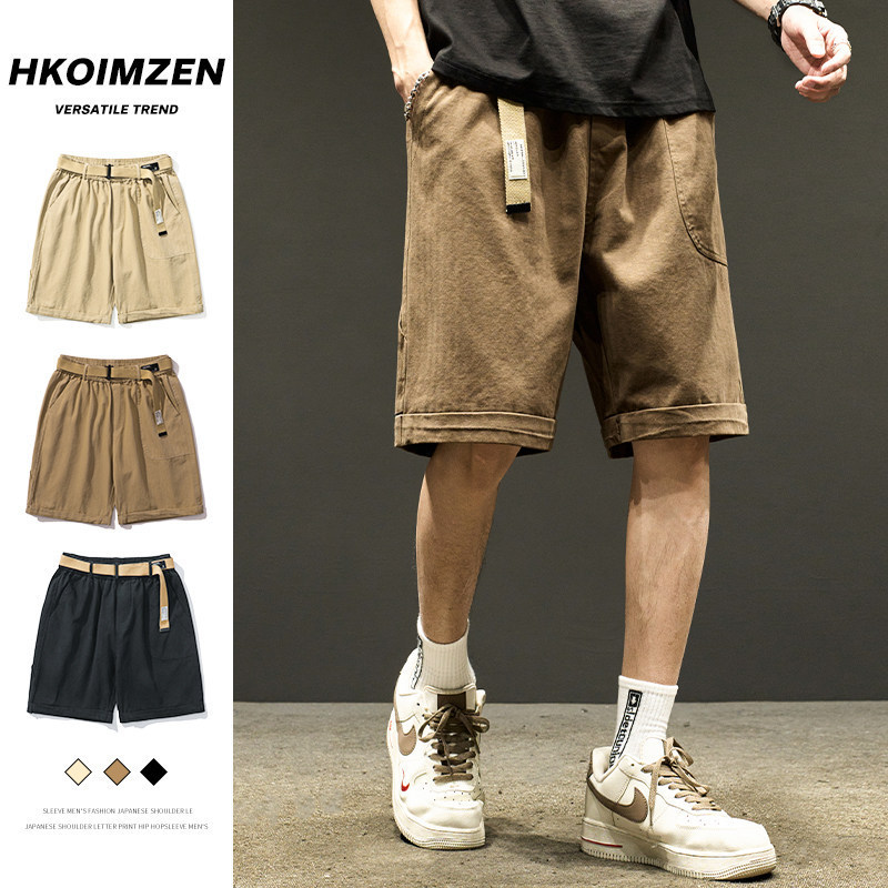 American-Style Casual Shorts for Men, Summer Loose Straight-Leg Pants, Japanese Men's Workwear Pants, Men's Style Cross-Border