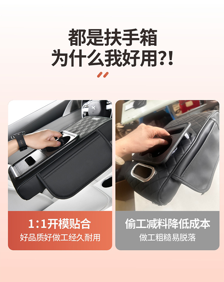 Car Universal Multifunctional Armrest Box Heightening Pad with Tissue Box and Cup Holder for Car Interior