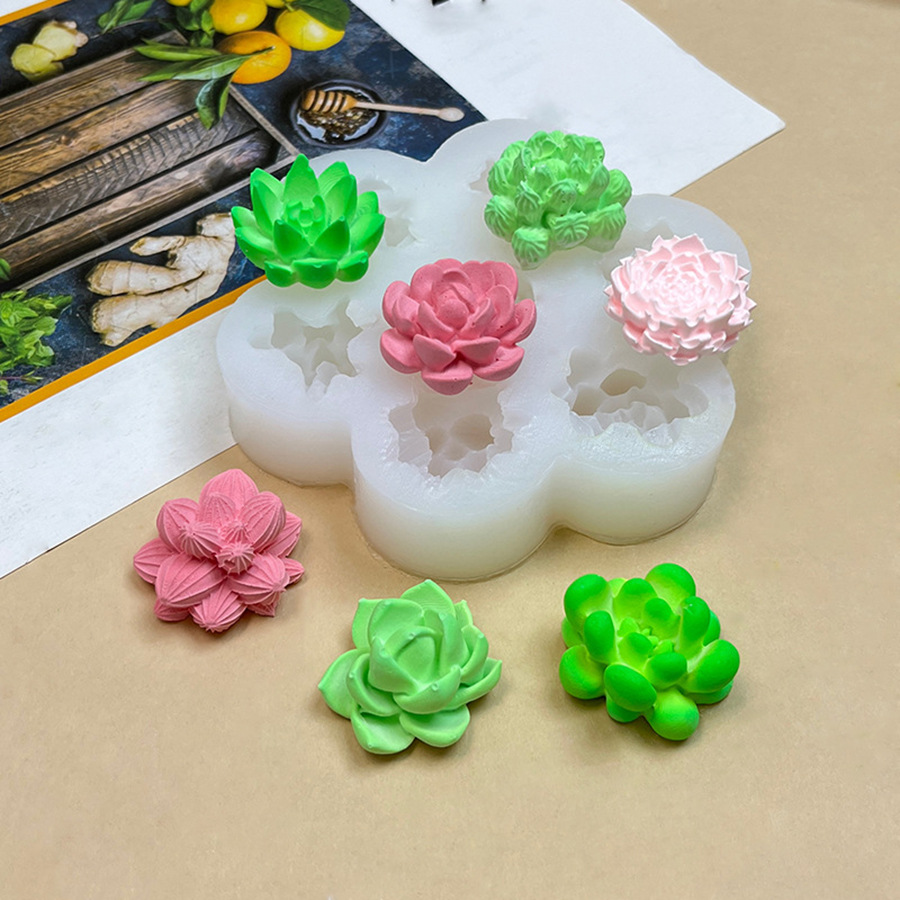 3 차원 장미 모란 꽃 향기 촛불 실리콘 금형 케이크 장식 작은 꽃 DIY 자동차 석고 금형
