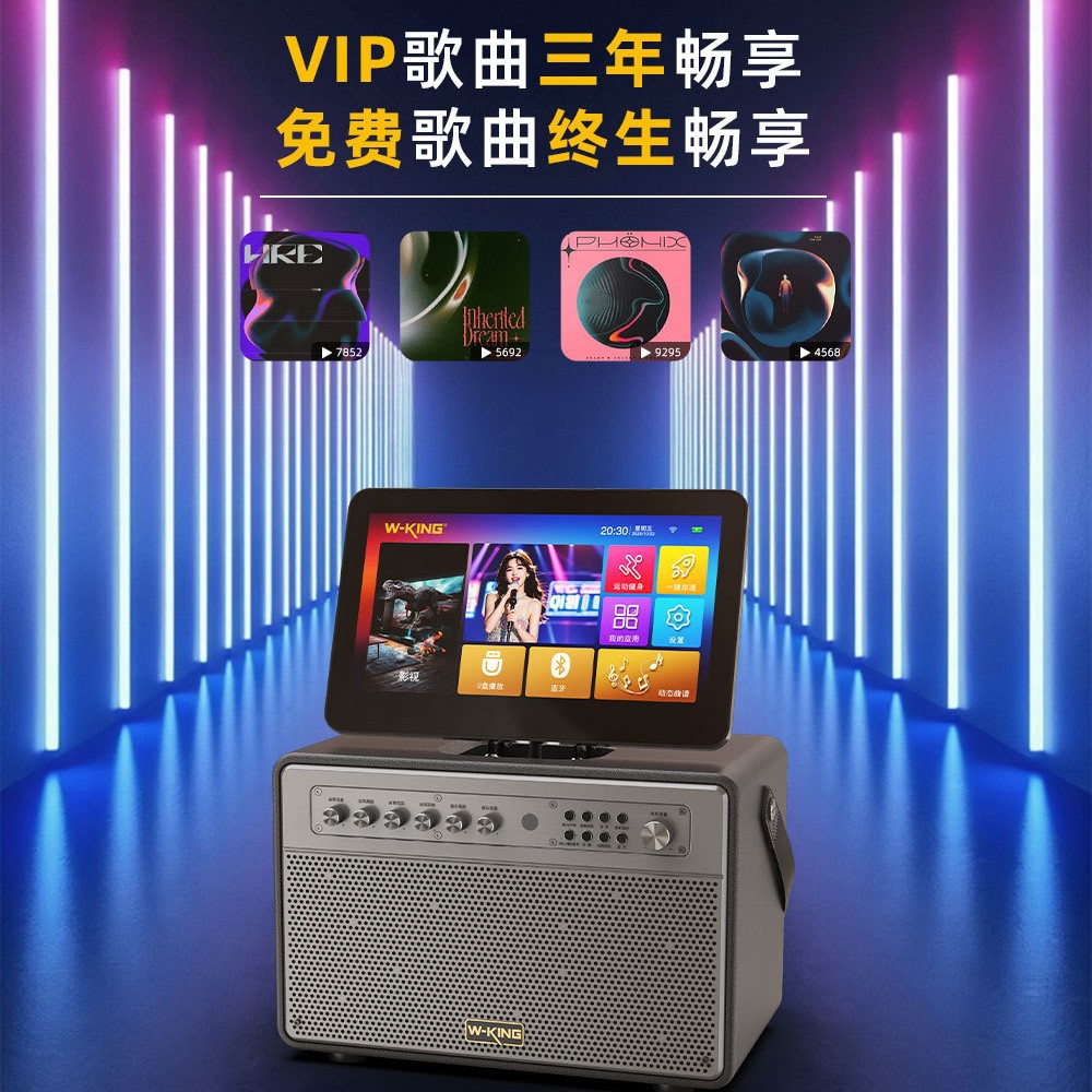 Viljing V6 Classy Portable Karaoke Audio High Volume Touch Screen Karaoke All-In-One Wireless Microphone Mobile Ktv