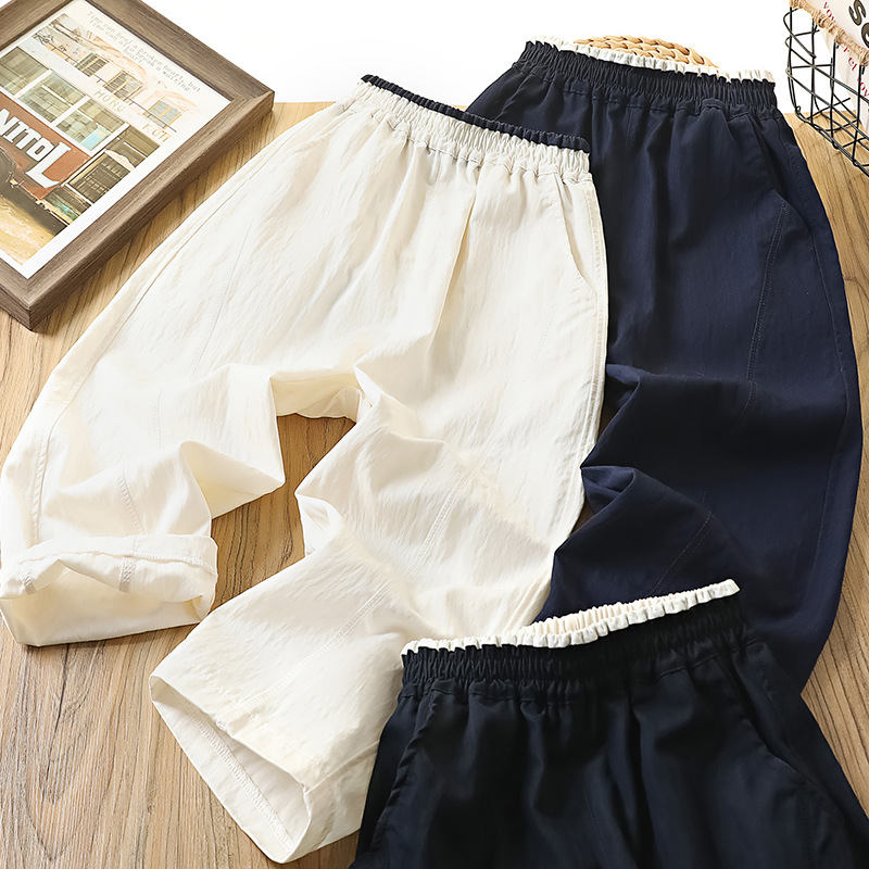Boys' Summer Pants 2025 New Kidsren's Pants Kidsren's Cool Straight Pants Medium and Large Kidsren's Fashionable Breathable Air-Conditioned Pants