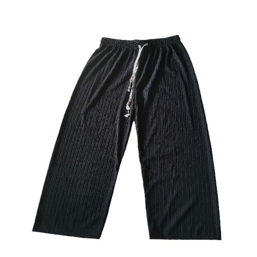 Cross-border summer black silk Qianqian leaf wide-leg pants for women, suitable for spring and autumn, high-waisted, slimming pleated, loose casual women's pants