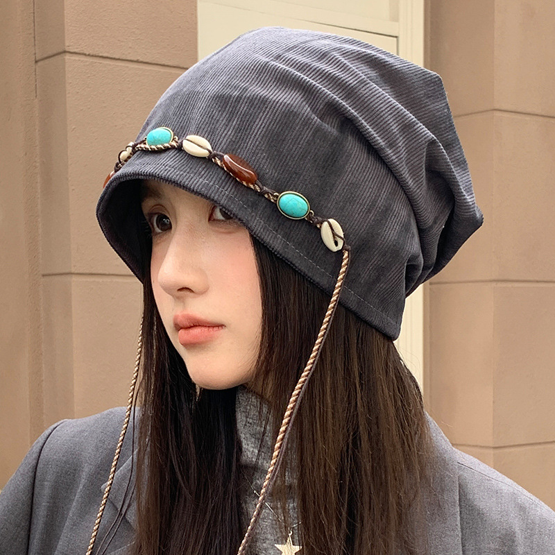 Beaded Stack Hat - Gray