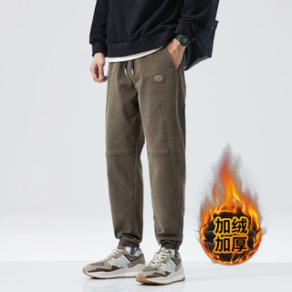 冬季加绒加厚数据爆款修身型男士休闲锥型裤时尚潮流