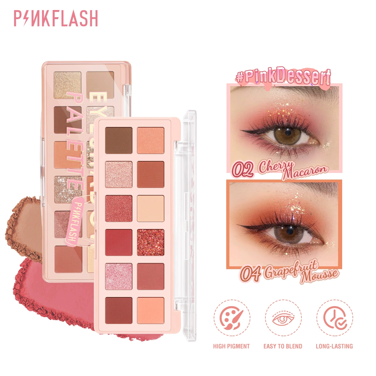 PINKFLASH палетка теней для век 12 цветов, нежная пудра E15, для экспорта и закупок, не для розничной продажи