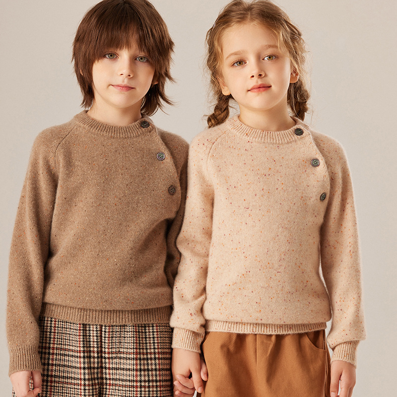 Children's cashmere warm solid color woolen knitted sweater for boys