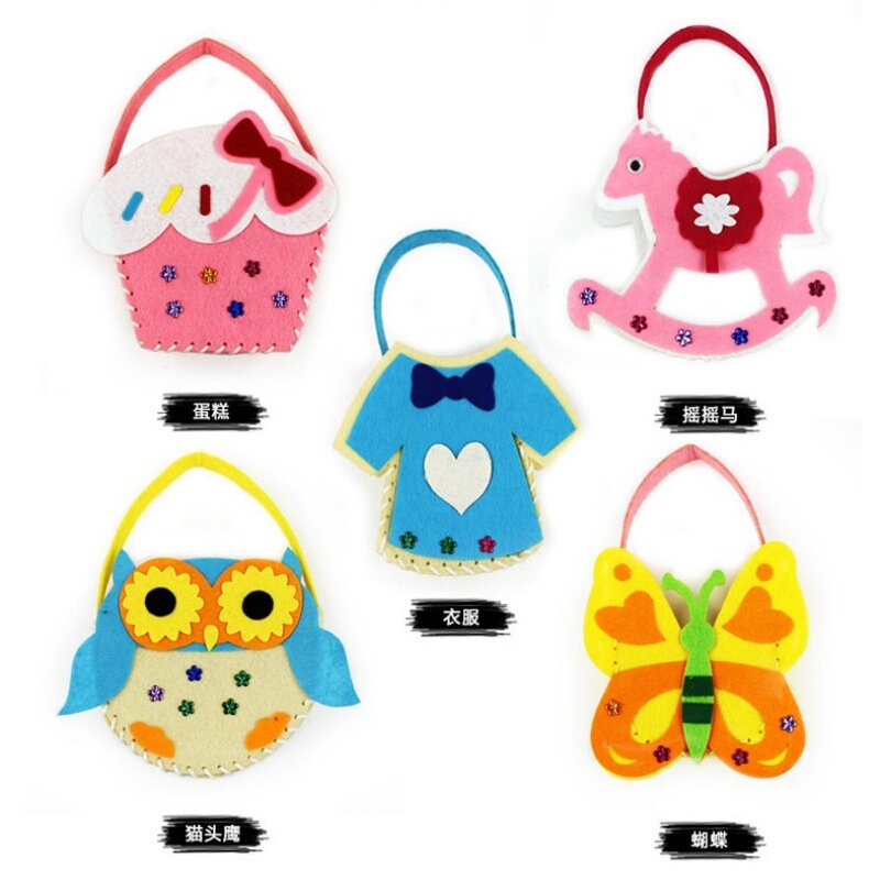 子供用不織布手作りバッグ無裁断不織布製作バッグdiy玩具ハンドバッグ幼児制作|undefined