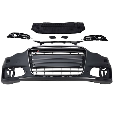12-15 models suitable for Audi A6 color change and upgrade to S6 style, including front bumper, large front grille, and front bumper assembly
