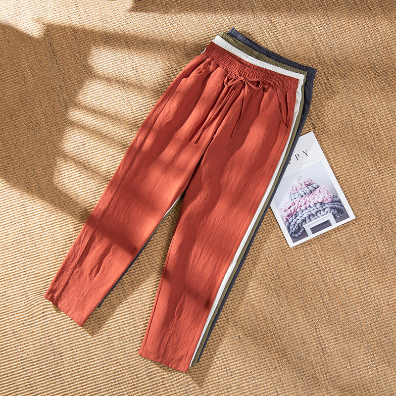Cotton and Linen Large Size Casual Harlan Pants Women's Summer Loose Thin Outerwear Cross-border Women's Pants 2023 New Cropped Carrot Pants