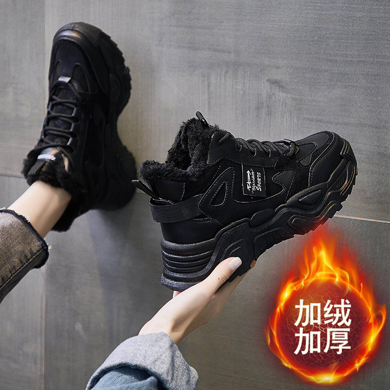 Nuevos zapatos de mujer de invierno cómodos no cansados zapatos de algodón con terciopelo antifrío, calentamiento antideslizante, moda calentamiento zapatillas deportivas