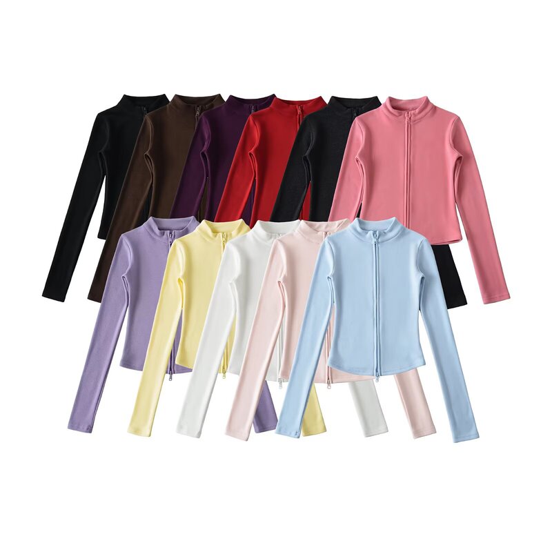 Yoga Fitness Double-Zip Cardigan Jacket for Women, Autumn and Winter, German Velvet, Waist-Cinching, Slim-Fit, Short, Versatile Sweatshirt Yoga Fitness Double-Zip Cardigan Jacket for Women, Autumn and Winter, German Velvet, Waist-Cinching, Slim-Fit, Short, Versatile Sweatshirt