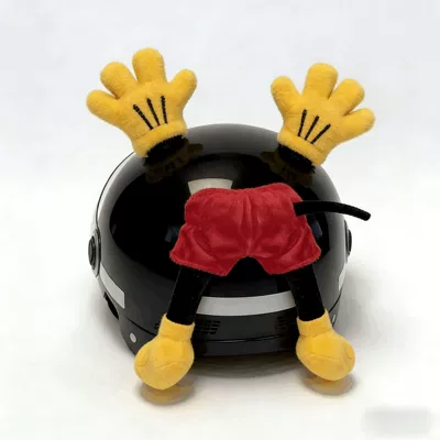 Motorcycle Helmet Decoration, Dəbilqə (Kaska) aksesuarları - yellow-gloves-and-butt-no-helmet