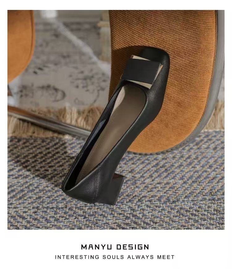 Unique Design, High-end Feel, Mid-heel Shallow Square-toed Women's Shoes, New Autumn Model, Comfortable For Long_voghion.com