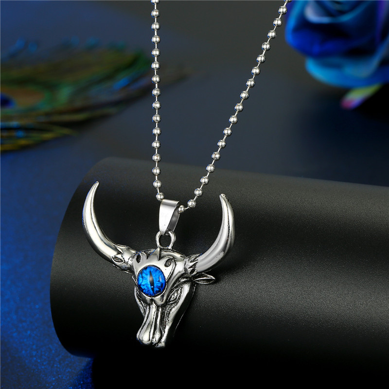 Punk Demon Eye Bull Head Alloy Necklace display picture 6