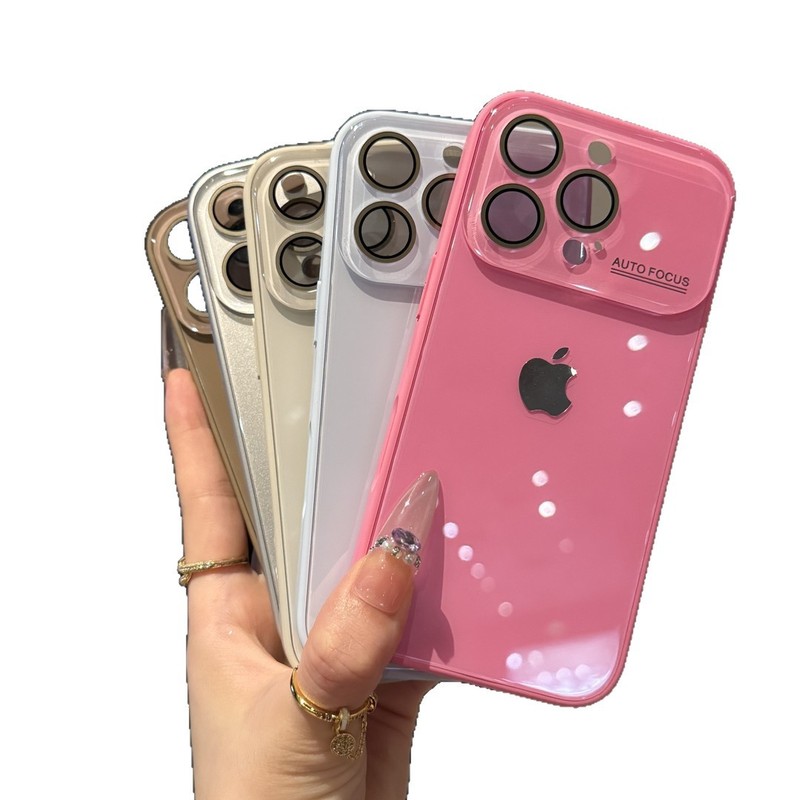 冰感马卡龙大视窗适用iPhone16手机壳15纯色14情侣13新款12带标版|undefined