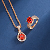 Zirconium, accessory, pendant, advanced ring, necklace, chain, set, 3 carat, light luxury style